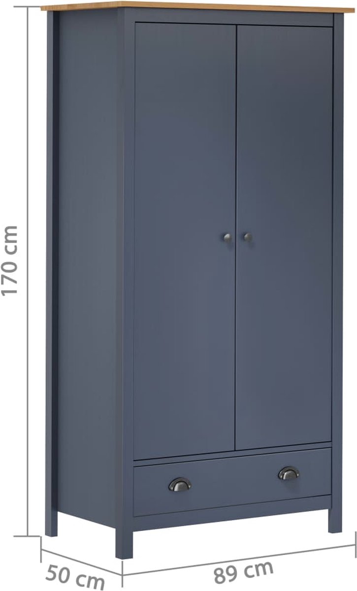 Vidaxl Kledingkast 2 Deuren Hill Range 89x50x170 Cm Grenenhout - Grijs