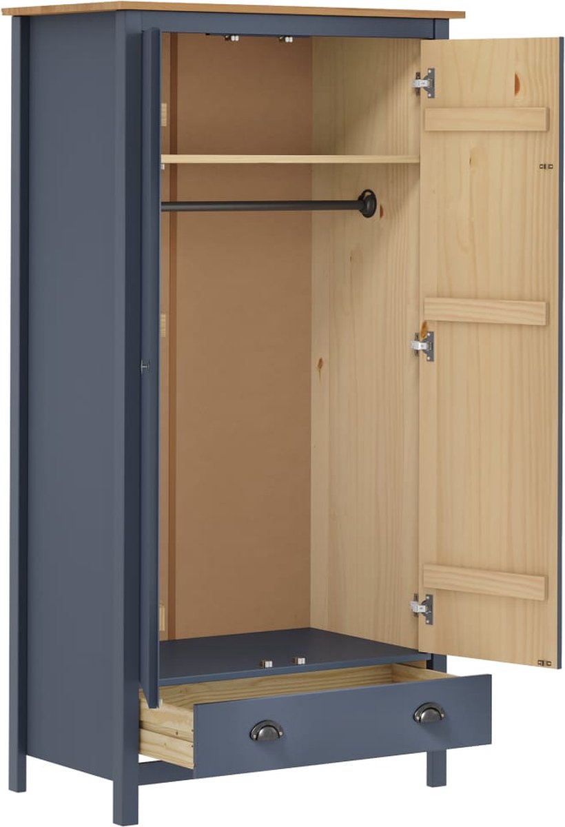 Vidaxl Kledingkast 2 Deuren Hill Range 89x50x170 Cm Grenenhout - Grijs