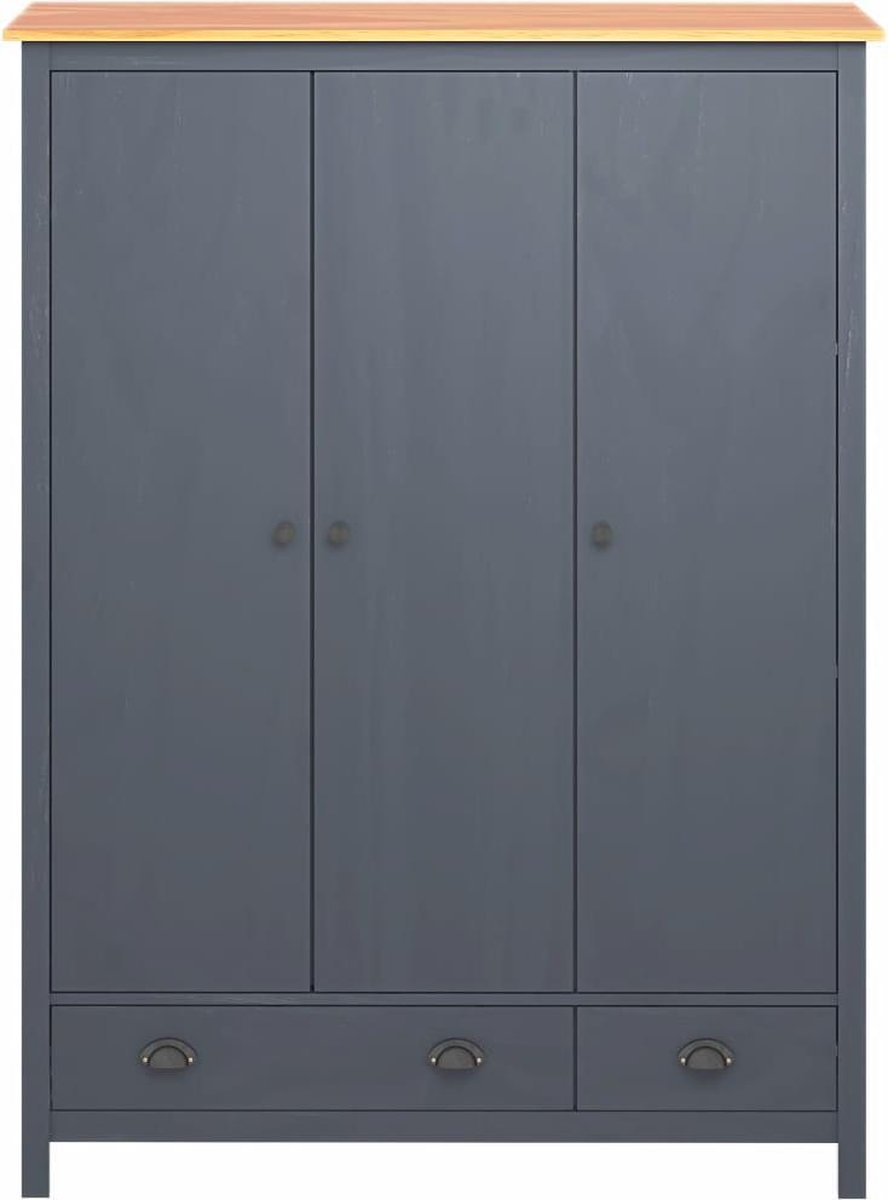 Vidaxl Kledingkast 3 Deuren Hill Range 127x50x170 Cm Grenenhout - Grijs