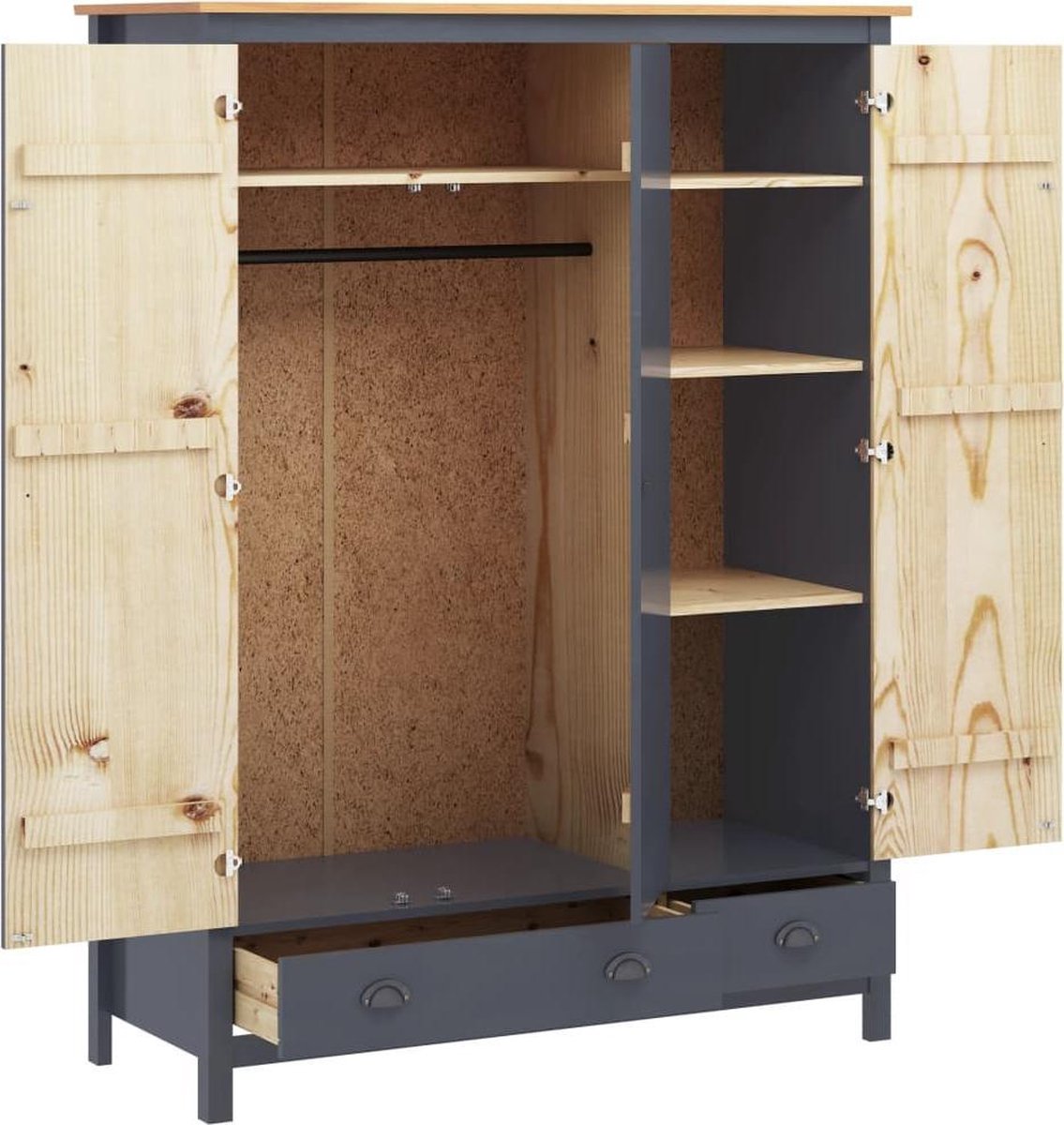 Vidaxl Kledingkast 3 Deuren Hill Range 127x50x170 Cm Grenenhout - Grijs