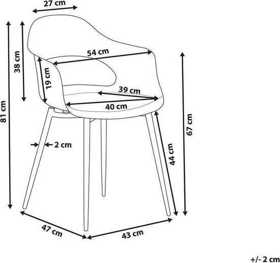 Beliani Utica Eetkamerstoel Set Van 2 Synthetisch Materiaal 47 X 54 Cm - Grijs