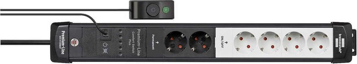 Brennenstuhl Premium-Line | 2+4 voudig | zwart/lichtgrijs | *DE* | 3m | H05VV-F3G1.5 | met voetschakelaar