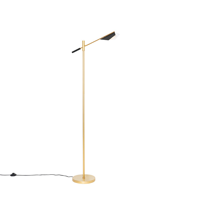 QAZQA Design vloerlamp zwart met goud - Sinem