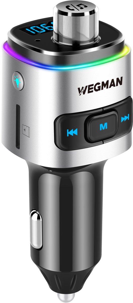 Wegman Bluetooth Fm Transmitter - Bluetooth Carkit - Zilver