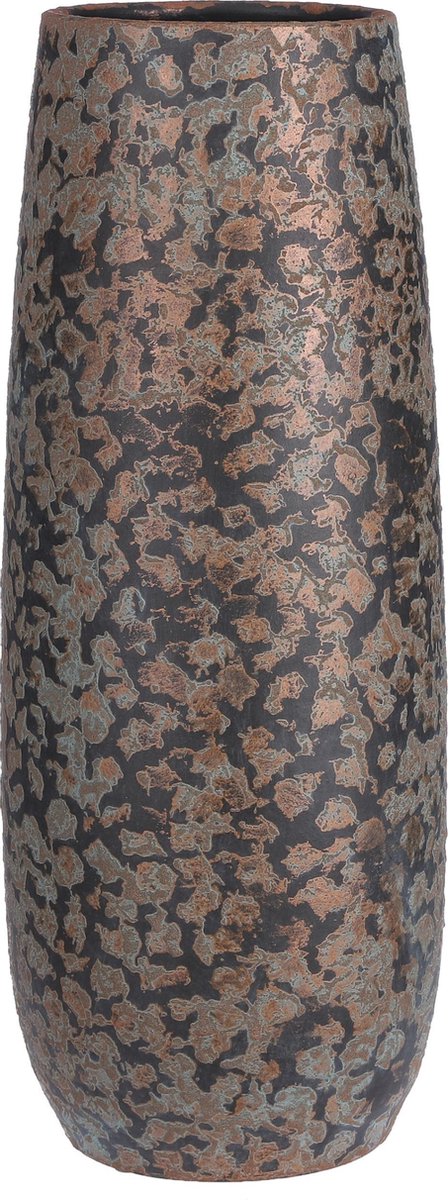 Mica Decorations Plantenpot/bloemenvaas Van Keramiek In Het Flakes Koper Print 55 X 21 Cm - Vazen