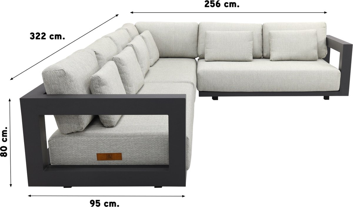4 Seasons Outdoor 4 Seasons Metropolitan Loungeset 6-delig - Rechts - Lago Rond - Grijs