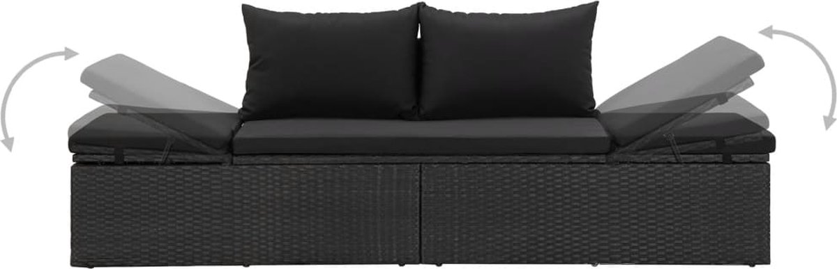 Vidaxl Ligbed Met Kussens Poly Rattan - Zwart