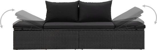 Vidaxl Ligbed Met Kussens Poly Rattan - Zwart