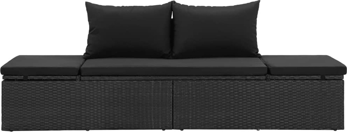 Vidaxl Ligbed Met Kussens Poly Rattan - Zwart