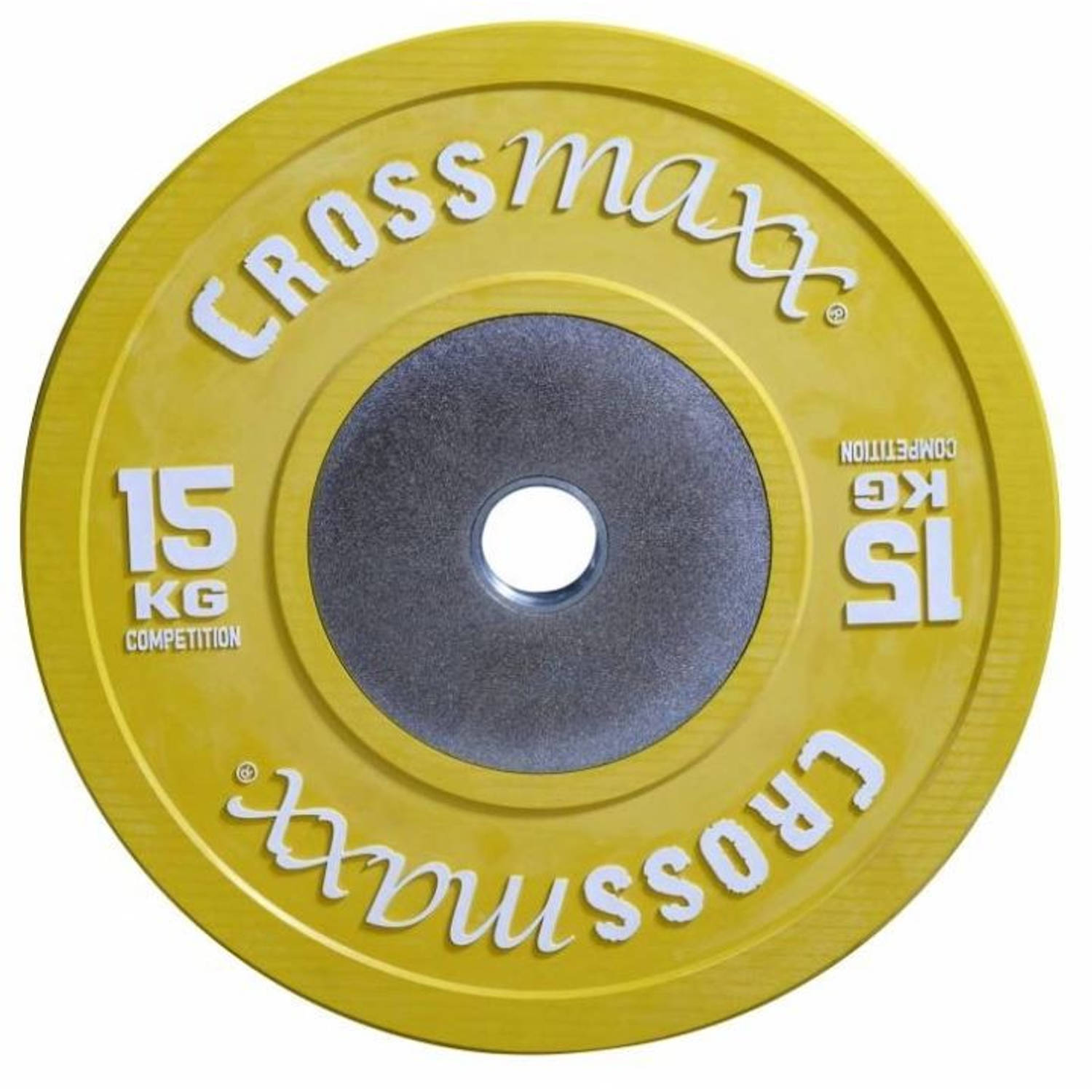 Lifemaxx Crossmaxx Competition Bumper Plate - 50 Mm - 15 Kg - Geel