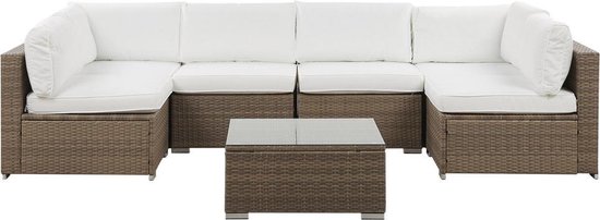 Beliani Belvedere Loungeset Pe Rotan 140 X 280 Cm - Bruin