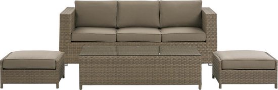 Beliani Belluno Loungeset Pe Rotan 77 X 191 Cm - Bruin