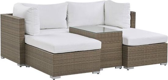 Beliani Noto Loungeset Pe Rotan 73 X 94 Cm - Bruin