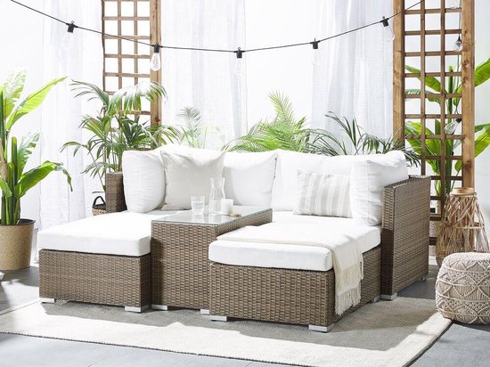 Beliani Noto Loungeset Pe Rotan 73 X 94 Cm - Bruin