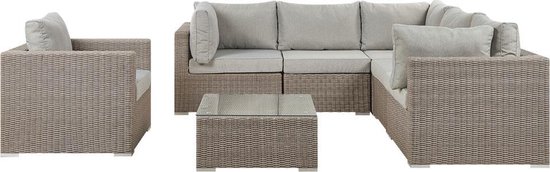 Beliani Contare Loungeset Pe Rotan 244 X 244 Cm - Grijs