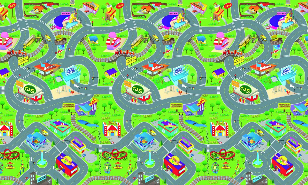 Eddy Toys Speelkleed - Verkeer - 120 X 100 X 0,3 Cm - Eva-schuim - Grijs