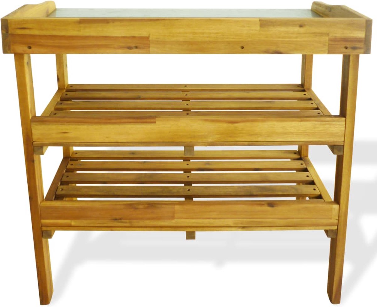 Vidaxl Oppottafel Met 2 Schappen Massief Acaciahout En Zink - Bruin