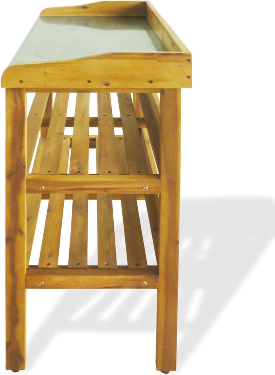 Vidaxl Oppottafel Met 2 Schappen Massief Acaciahout En Zink - Bruin