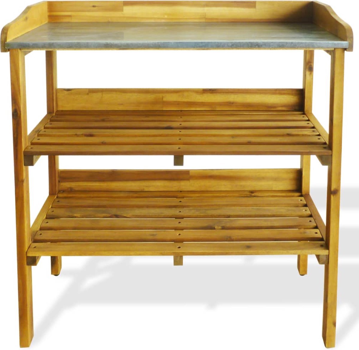 Vidaxl Oppottafel Met 2 Schappen Massief Acaciahout En Zink - Bruin