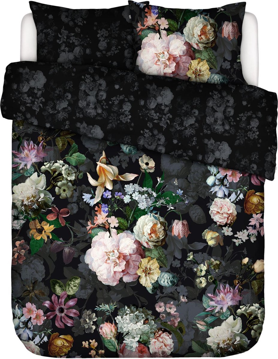 Essenza Fleur Festive Blooming black dekbedovertrek - Zwart