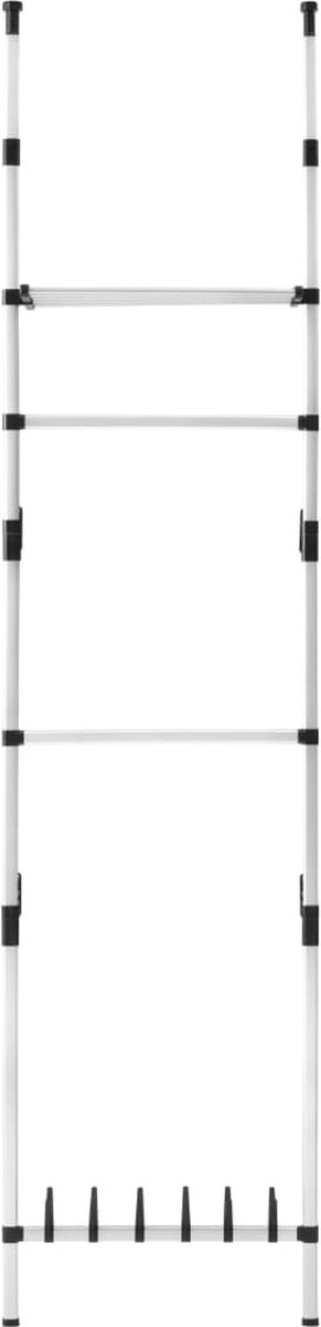 Vidaxl Kledingkastsysteem Met Stangen En Schap Telescopisch Aluminium - Silver