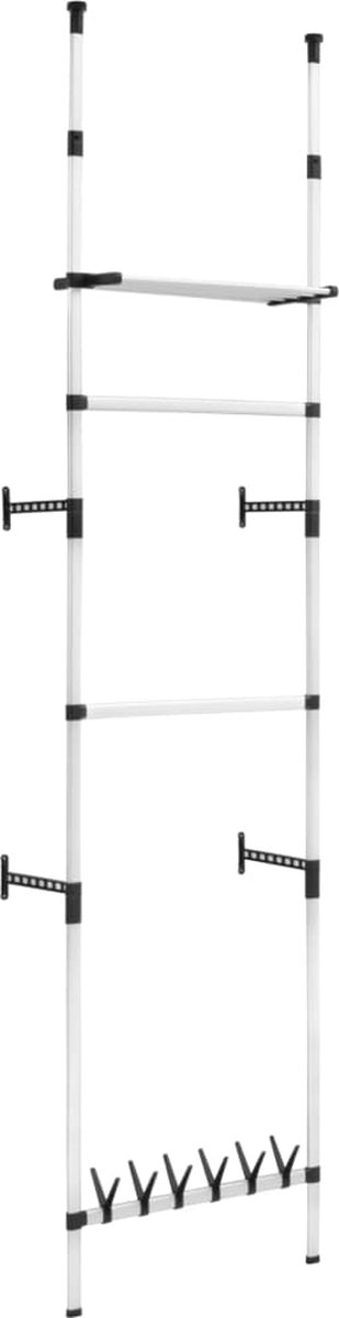 Vidaxl Kledingkastsysteem Met Stangen En Schap Telescopisch Aluminium - Silver