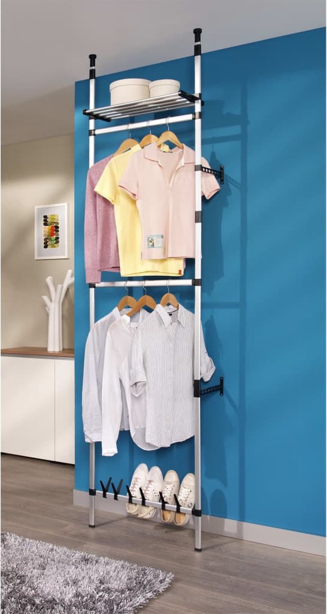 Vidaxl Kledingkastsysteem Met Stangen En Schap Telescopisch Aluminium - Silver