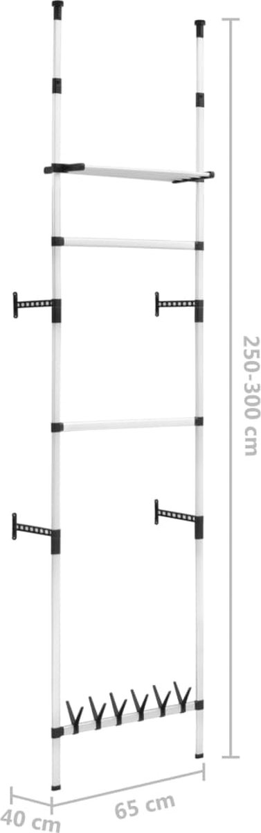 Vidaxl Kledingkastsysteem Met Stangen En Schap Telescopisch Aluminium - Silver