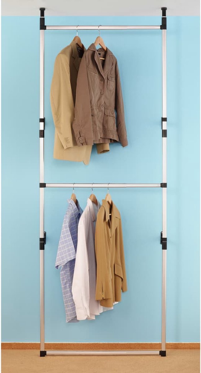 Vidaxl Kledingkastsysteem Met Stangen Telescopisch Aluminium - Silver