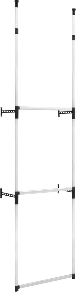 Vidaxl Kledingkastsysteem Met Stangen Telescopisch Aluminium - Silver