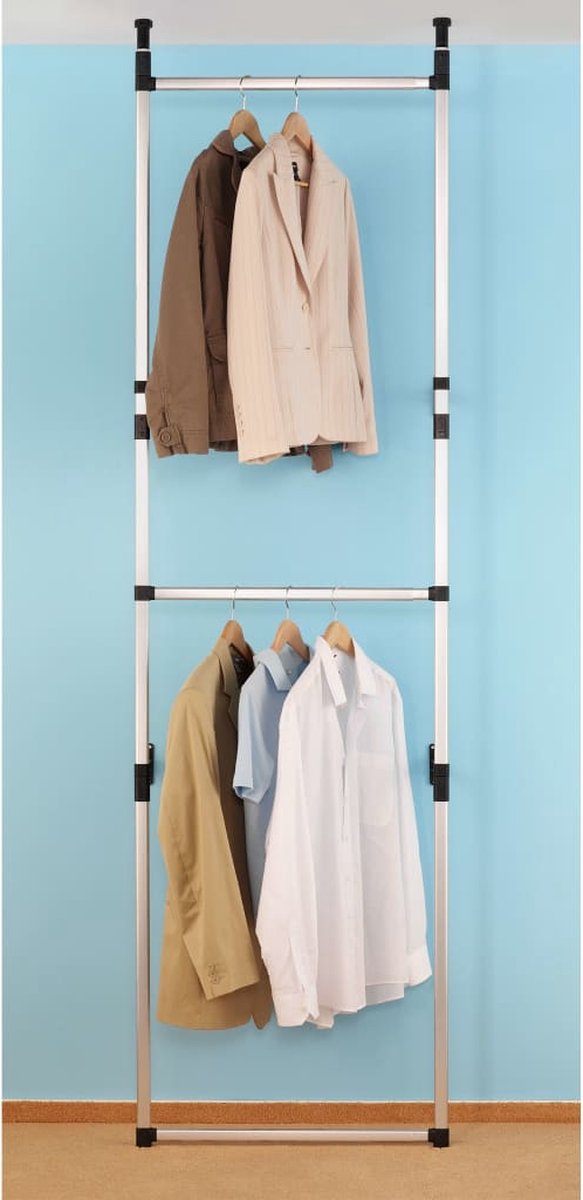 Vidaxl Kledingkastsysteem Met Stangen Telescopisch Aluminium - Silver