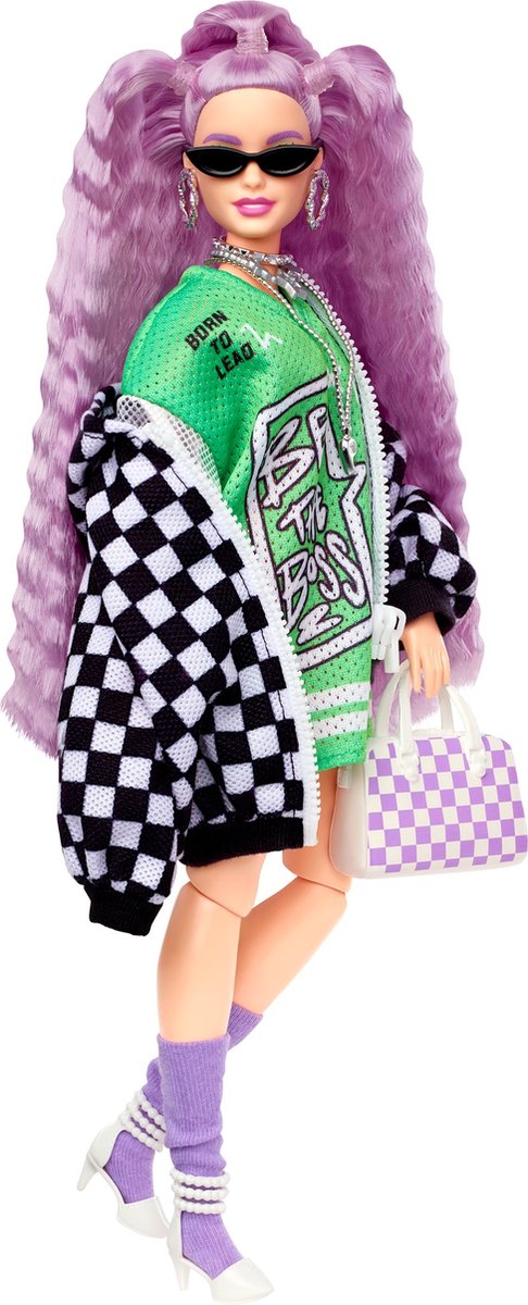 Mattel Barbie Extra P. schw.w.-RW.Jacke lila H.