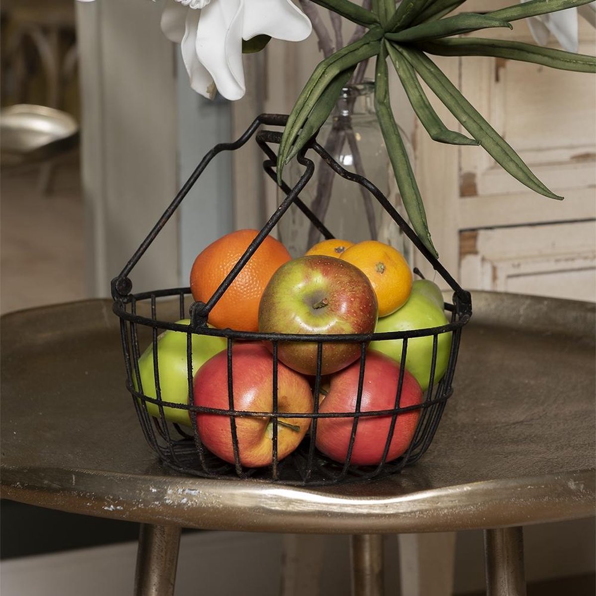 Clayre & Eef Ijzeren Mand (Set Van 2) Ø 30*17 / Ø 25*13 Cm - Zwart