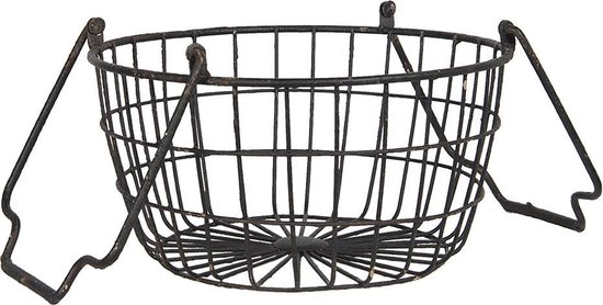 Clayre & Eef Ijzeren Mand (Set Van 2) Ø 30*17 / Ø 25*13 Cm - Zwart