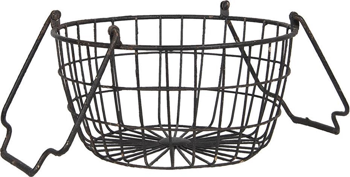 Clayre & Eef Ijzeren Mand (Set Van 2) Ø 30*17 / Ø 25*13 Cm - Zwart