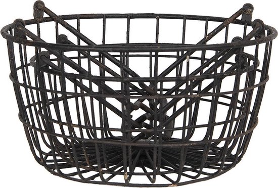Clayre & Eef Ijzeren Mand (Set Van 2) Ø 30*17 / Ø 25*13 Cm - Zwart