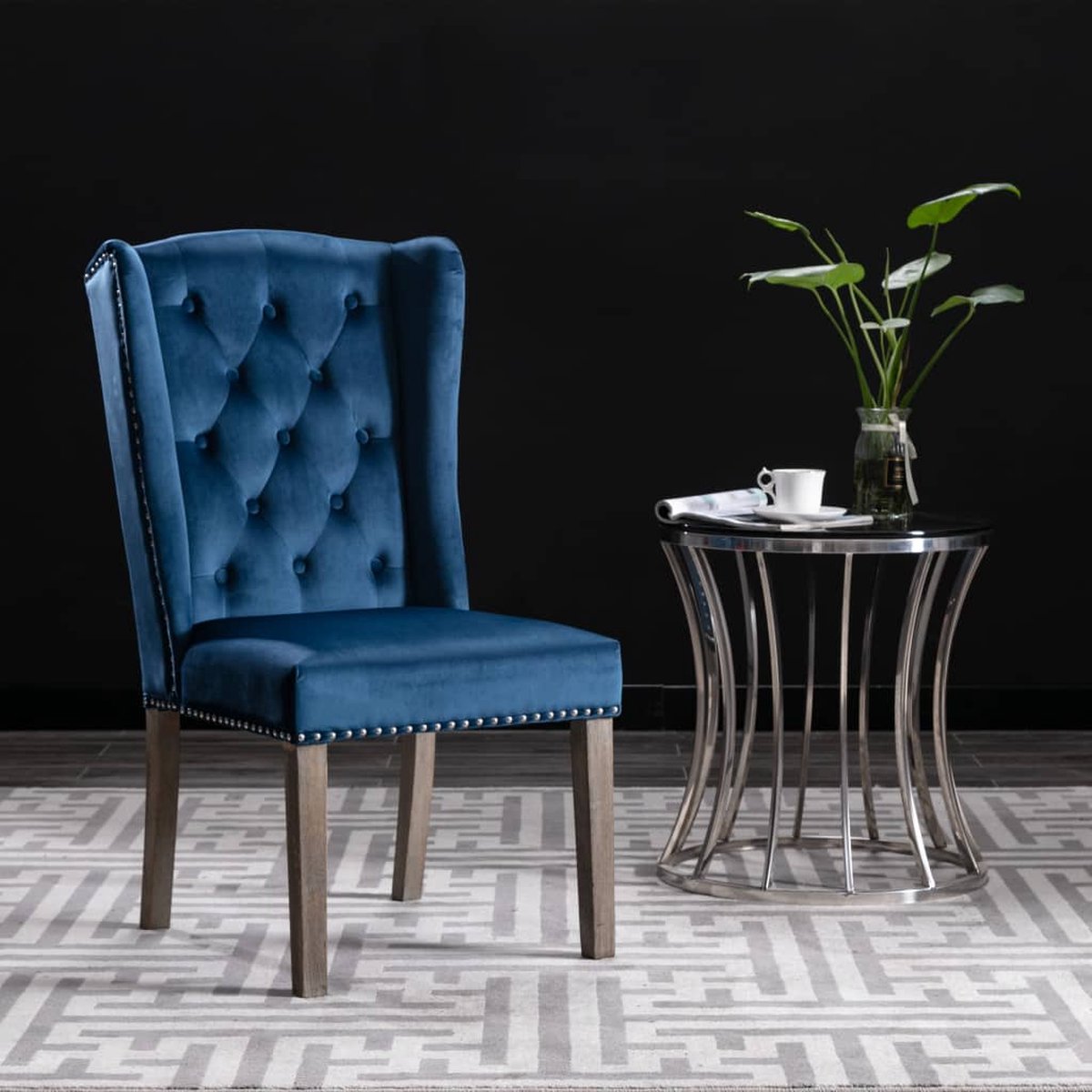 Vidaxl Eetkamerstoelen 4 St Fluweel - Blauw