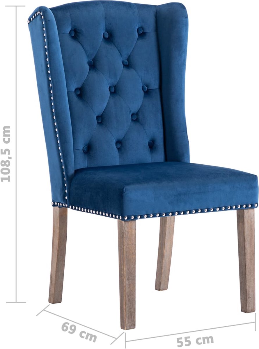 Vidaxl Eetkamerstoelen 4 St Fluweel - Blauw