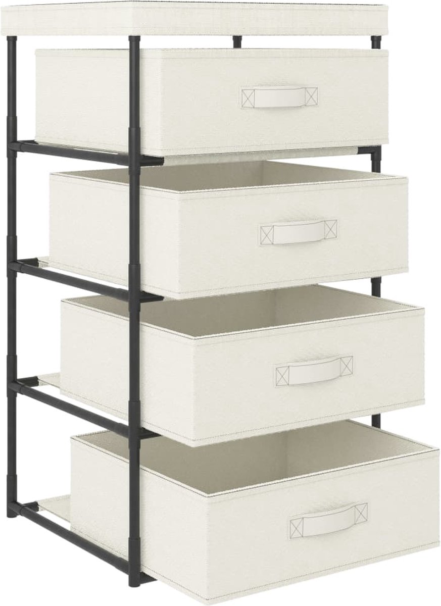 Vidaxl Opbergrek Met 4 Stoffen Manden Staal Crème