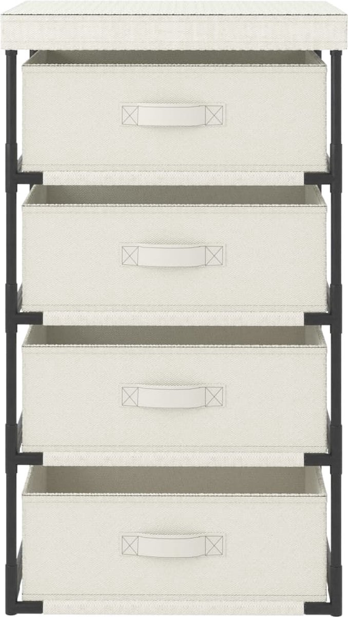 Vidaxl Opbergrek Met 4 Stoffen Manden Staal Crème