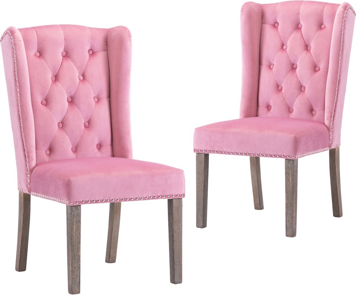 Vidaxl Eetkamerstoelen 2 St Fluweel - Roze