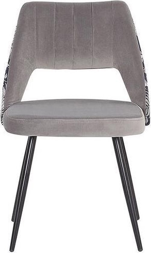 Beliani Ansley Eetkamerstoel Set Van 2 Fluweel 43 X 50 Cm - Grijs