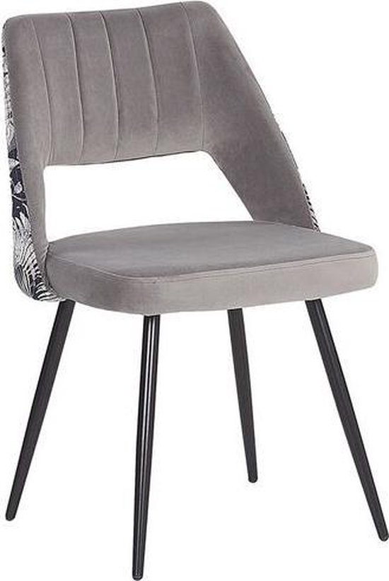 Beliani Ansley Eetkamerstoel Set Van 2 Fluweel 43 X 50 Cm - Grijs