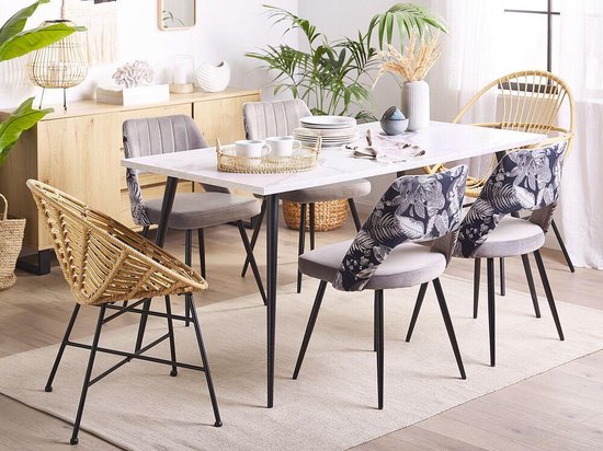 Beliani Ansley Eetkamerstoel Set Van 2 Fluweel 43 X 50 Cm - Grijs