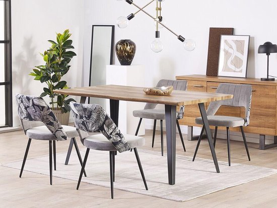 Beliani Ansley Eetkamerstoel Set Van 2 Fluweel 43 X 50 Cm - Grijs
