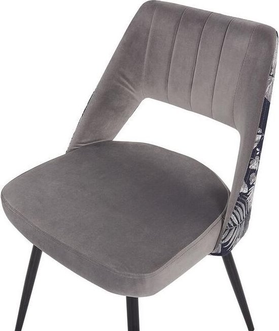 Beliani Ansley Eetkamerstoel Set Van 2 Fluweel 43 X 50 Cm - Grijs