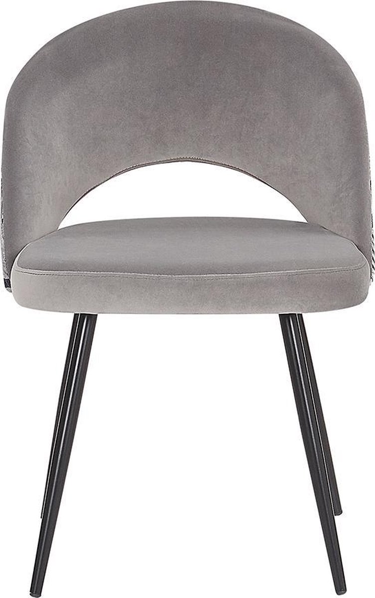 Beliani Vivian Eetkamerstoel Set Van 2 Fluweel 56 X 52 Cm - Grijs