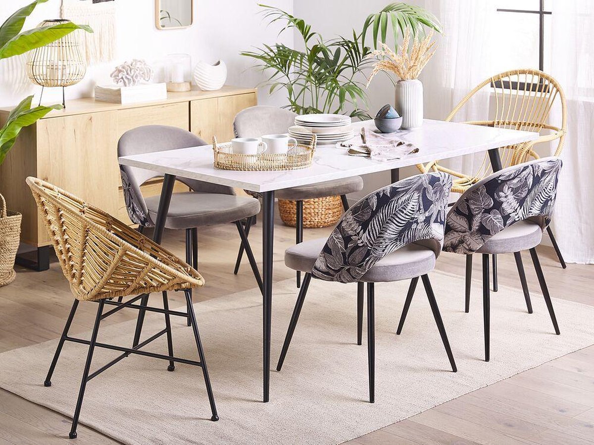 Beliani Vivian Eetkamerstoel Set Van 2 Fluweel 56 X 52 Cm - Grijs