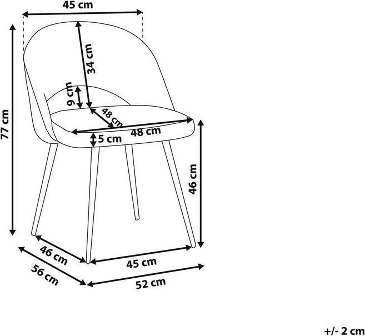 Beliani Vivian Eetkamerstoel Set Van 2 Fluweel 56 X 52 Cm - Grijs