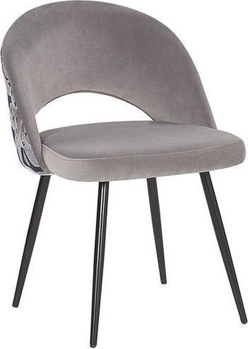 Beliani Vivian Eetkamerstoel Set Van 2 Fluweel 56 X 52 Cm - Grijs